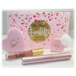 NWT-Too Faced Cosmetics Funfetti–Eyeshadow-Mascara-Blush-Lip Gloss-5-piece Set